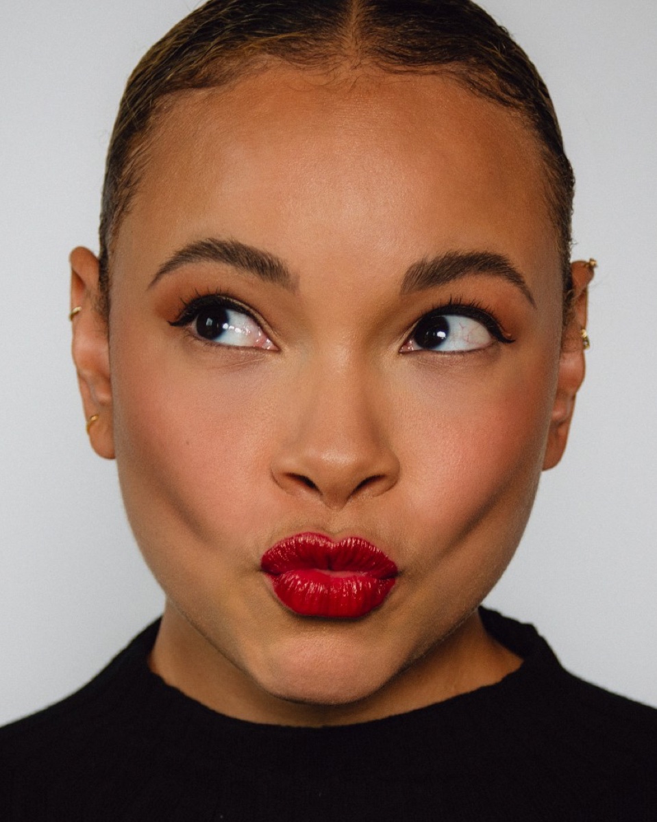 FEE beauty portrait with red lipstick